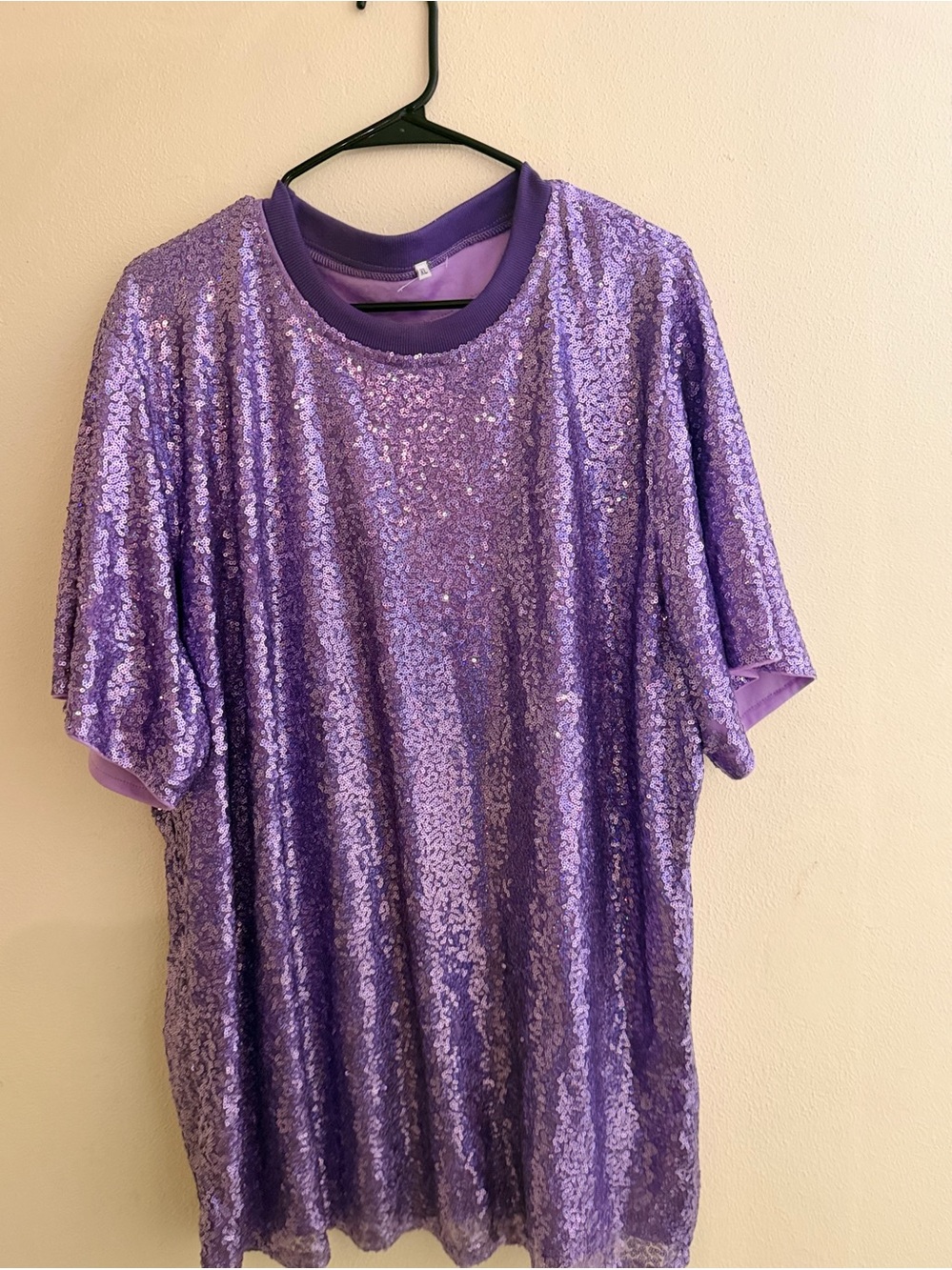 Purple Sequin Short Sleeve Women's Dress